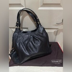 COACH ~ Madison Maggie Black Leather Hobo Shoulder Bag Purse Handbag Dustbag